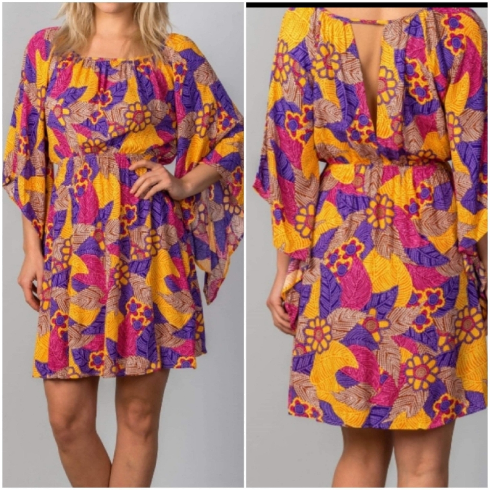 Purple & Yellow Multi Color Dress